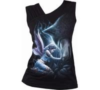 Spiral Direct - Top "Sacred Bond" épaule froncée pour femme Sans manches HE2698 (M) (Noir)