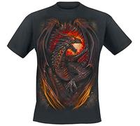 Spiral Dragon Furnace Homme T-Shirt Manches Courtes Noir 4XL 100% Coton Regular/Coupe Standard