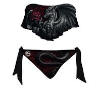 Spiral - Dragon Rose - Allover Flapover Bikini Swimsuit XL Black