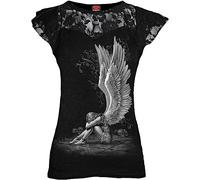 Spiral - Enslaved Angel - T-Shirt à Mancherons volantés et Dentelle - Noir - S