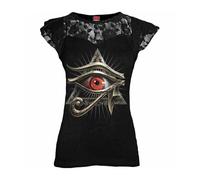 SPIRAL Evil Eye Top Noir En Dentelle Avec Œil De Horus Et Manche Casque M038F721