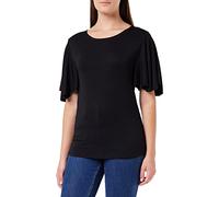 Spiral Femme Gothic Elegance - Boat Neck Bat Sleeve Top Black T shirt, Noir, XXL EU