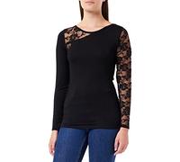 Spiral Femme Gothic Elegance - Lace One Shoulder Top Black T Shirt Manches Longues, Noir, XL EU