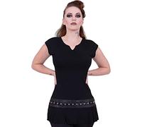 Spiral Femme Gothic Rock - Stud Waist Mini Dress Black Robe, Noir, XL EU