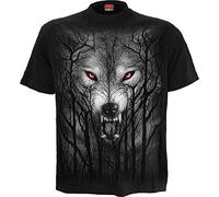 Spiral T-shirt Forest Wolf Homme manches courtes noir 100% coton coupe standard XXL