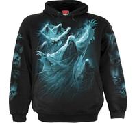 Spiral Ghost Skull Homme Sweat-Shirt à Capuche Noir Regular/Coupe Standard