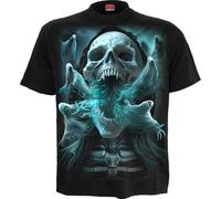 Spiral Ghost Skull Homme T-Shirt Manches Courtes Noir 4XL 100% Coton Regular/Coupe Standard