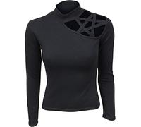 Spiral Haut à manches longues Gothic Elegance Femme Pentagramme à l'épaule Noir L 100% coton