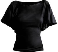 Spiral - "Gothic Elegance" T-shirt décolleté U-Boot pour femme manches chauve-souris HE2741 (L) (Noir)