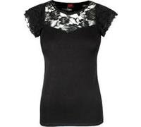 Spiral Direct T-shirt femme Gothic Elegance - Dentelle superposée, manches courtes - Noir 48 (XL)