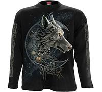 Spiral T-shirt manches longues Homme Loup celtique 100% coton Noir XXL Coupe standard