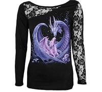 Spiral Maternal Instincts Femme T-Shirt Manches Longues Noir XL 95% Viscose, 5% Élasthanne Slim Fit