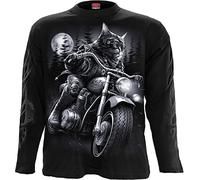 Spiral Nine Lives Homme T-Shirt Manches Longues Noir XXL 100% Coton Regular/Coupe Standard