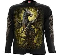 Spiral Oak Dragon Homme T-Shirt Manches Longues Noir 100% Coton Regular/Coupe Standard