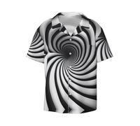 Spiral Optical Illusion GIF Printed Chemise à manches courtes pour homme Chemise décontractée boutonnée Tailles S-4XL, noir, Taille M
