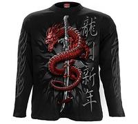 Spiral Oriental Dragon - Haut Manches Longues Homme T-Shirt Manches Longues Noir L