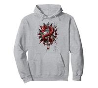 Spiral Original - Dragon Oriental - Dragon Gothique Sweat à Capuche, Unisexe pour Adultes, Gris Chiné, XXL