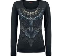 Spiral Raven Skull Femme T-Shirt Manches Longues Noir L