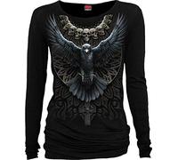 Spiral Raven Skull Femme T-Shirt Manches Longues Noir S