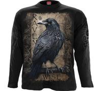 Spiral Raven Wise Homme T-Shirt Manches Longues Noir XXL 100% Coton Regular/Coupe Standard