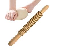 Spiral Rolling Pin - Multi-usages Wooden Dough Roller, Threaded Baking Pin, Kitchen Dough Tool | Pastry Noodle Dumpling Baking Accessoires, for Pizza Bread Cookie Cake Homemade Cooking Preparation