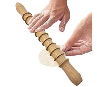Spiral Rolling Pin - Multipurpose Wooden Dough Roller, Threaded Baking Pin, Kitchen Dough Tool | Pastry Noodle Dumpling Baking Accessories, for Pizza Bread Cookie Cake Homemade Cooking Preparation
