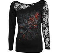 Spiral Rose Brûlée Femme T-Shirt Manches Longues Noir
