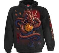 Spiral Samurai Homme Sweat-Shirt à Capuche Noir 100% Coton Regular/Coupe Standard