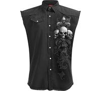 Spiral Skull Scroll Homme Veste sans Manches Noir 100% Coton