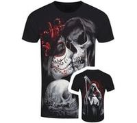 Spiral Dead Kiss Homme T-Shirt Manches Courtes Noir XL 100% Coton Regular/Coupe Standard