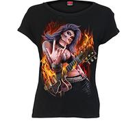 Spiral Rocking The Dead Femme T-Shirt Manches Courtes Noir L 100% Coton Slim Fit