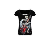 Spiral Top Direct Rock Angel 2in1 Déchiré Femme Noir - Taille XXL