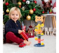 Spiral Tower Toy Ball Drop - Circuit à Billes en Bois à roulettes - Jeu d'empilage à Plusieurs Niveaux - Activité d'apprentissage colorée - Jouet éducatif pour Les Tout-Petits, Les, la