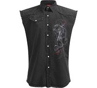 Spiral Tribal Panther Chemise Worker sans manches noir L