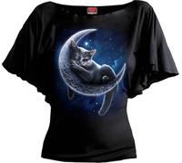 Spiral Velvet Moon Femme T-Shirt Manches Courtes Noir 4XL 95% Viscose, 5% Élasthanne Slim Fit