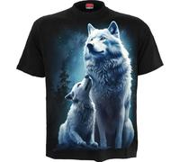 Spiral Wolf Guardian Homme T-Shirt Manches Courtes Noir S 100% Coton Regular/Coupe Standard