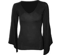 Spiral - Women - Gothic Elegance - V Neck Goth Sleeve Top Black S Black