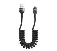Spirale Cable de chargeur Anti-enroulement,LED Cordon de rétractation élastique,Chargeur Cablede voiture Compatible avec iphone 12 11 X XR Pro