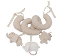 Jollein Spirale d’Activités - Elephant Tales - Jouet Bébé pour Siège Auto et Parc - avec Liens de Fixation - Stimule Les Sens et la Motricité - Jouet Sensoriel - Beige - 24 cm