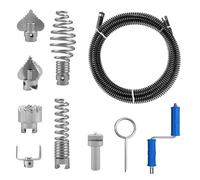 Spirale de nettoyage de canalisations 5 m Ø 12 mm - Spirale de déboucheur de canalisations avec 6 têtes de coupe - Spirale de vidange pour toilettes et canalisations