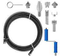 Spirale de nettoyage de canalisations 5 m, diamètre de la spirale 12 mm, déboucheur de canalisations en acier avec 6 têtes de coupe, pour nettoyage manuel et électrique, universel pour canalisations