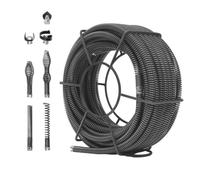 Spirale de nettoyage de canalisations en acier au manganèse 20 m x 16 mm | Arbre de nettoyage flexible pour canalisation, avec 7 tranchants, spirale creuse pour évier, drain de sol, toilettes
