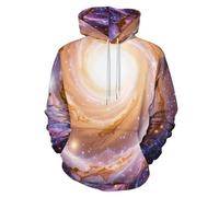 Spirale Dynamique Galaxie Capuche Chemises, Pull Imprimé Voie Lactée Univers Manches Longues Sweatshirt avec Poches à Cordon, Violet Capuche pour Homme et Femme 2XL