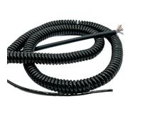 Spirale enroulée Câble spiralé à ressort noir 6 conducteurs, cordon d'alimentation extensible de 1,2 mètre, 0,2 mm, 0,3 mm, 0,5 mm, fil de traction extensible Fil de tension(24AWG)