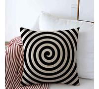 Spirale Hypnotique Escargot Noir Et Blanc Hypnose Centrifuge Abstrait Cercle Optique Vertige Circulaire Vortex Housse Coussin Lavable Taie d'oreiller Moderne Housses De Coussins pour Lit 45X45Cm