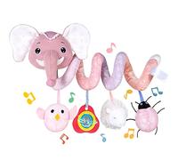 Spirale Jouets de Siège Voiture,Jouets pour Poussettes, en Peluche Spirale D'activité Bébé avec Musique, Jouets Naissance Berceau Landau pour Garçons et Filles, Cadeaux 0 3 6 12 Mois (Pink Elephant)