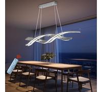 Spirale Moderne Chromé LED Suspensions Lampes à intensité variable L100cm 68W Salle à manger Twist Creative Designs Lustres Hauteur réglable Table à manger lumière suspendue Cuisine Bureau 5600LM