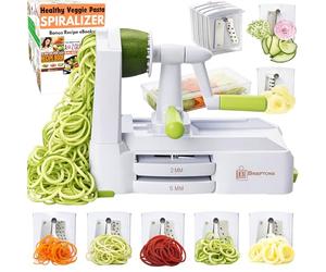 Spiraliseur à 7 lames Brieftons: trancheuse en spirale de légumes, meilleur fabricant de spaghettis pour pâtes végétariennes pour faible teneur en glucides/paléo/sans gluten