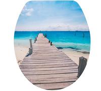 Spirella Abattant WC MDF Maldives Décor Plage - Charnières Zinc