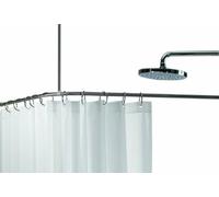 Spirella, Barre tringle pour rideau de douche d'angle à fixer en Inox, Modèle SLIM, support plafond & anneaux rideaux inclus, Adapté à tous les Rideaux, 90x90cm, Chromé